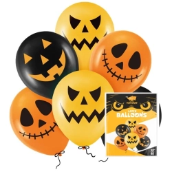 Balony halloween dekoracje ozdoby halloween mina uśmiech balon lateks 6szt